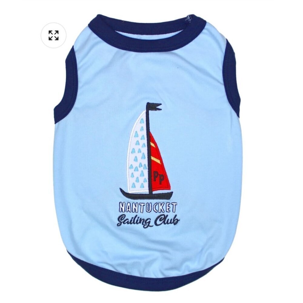 NWT Parisian Pet Nantucket Sailing Club Dog Shirt Outfit Blue 17" Inch Chest